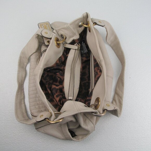 B. Makowsky Dakar Ivory Leather Shopper Tote Bag - Picture 4 of 11